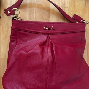 Coach Red Leather Shoulder Bag with Matching Wristlet